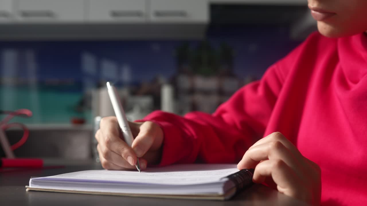 Osoba píše do poznámkového bloku