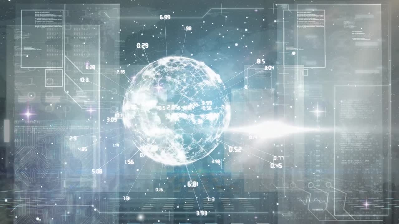 데이터 처리와 연결의 네트워크의 지구의 애니메이션