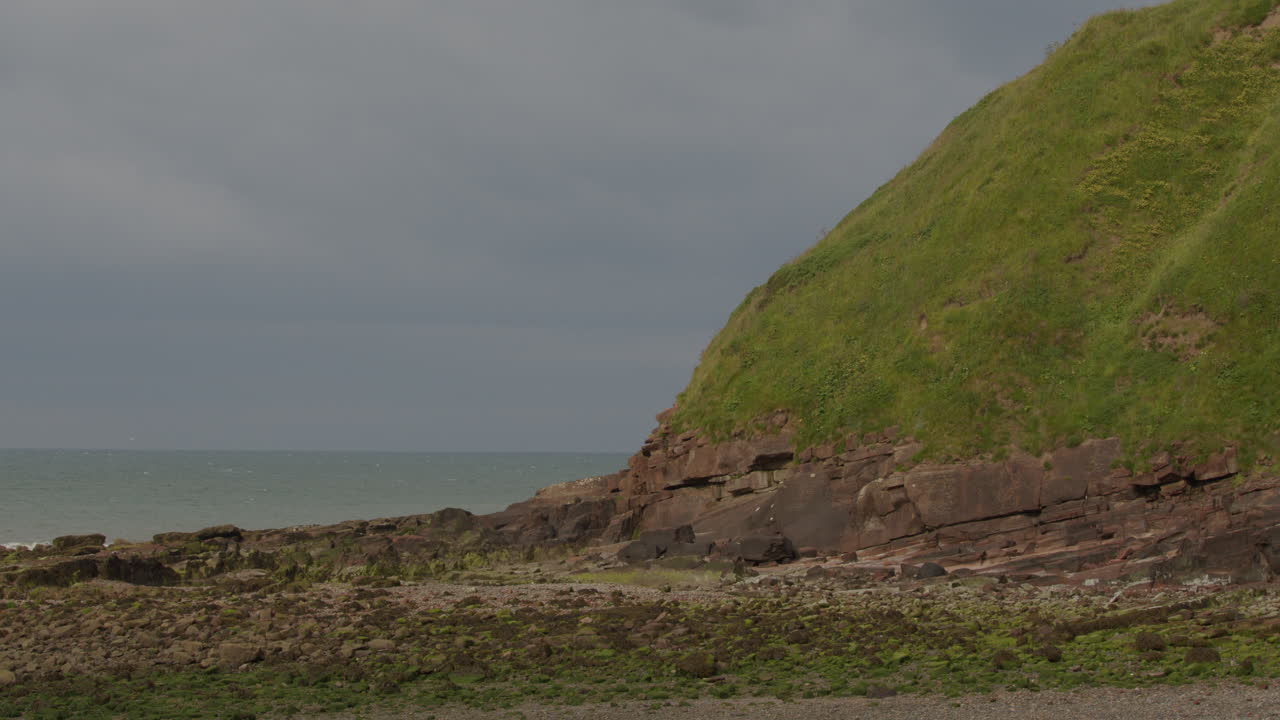 широкий снимок, показывающий основу мыса святой пчелы, сделанный на морском берегу святой пчели при отливе, район западных озер