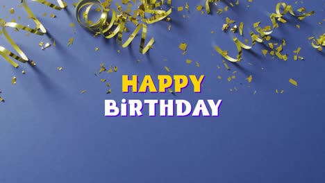 animación del texto de feliz cumpleaños sobre las transmisoras de la fiesta en el fondo.