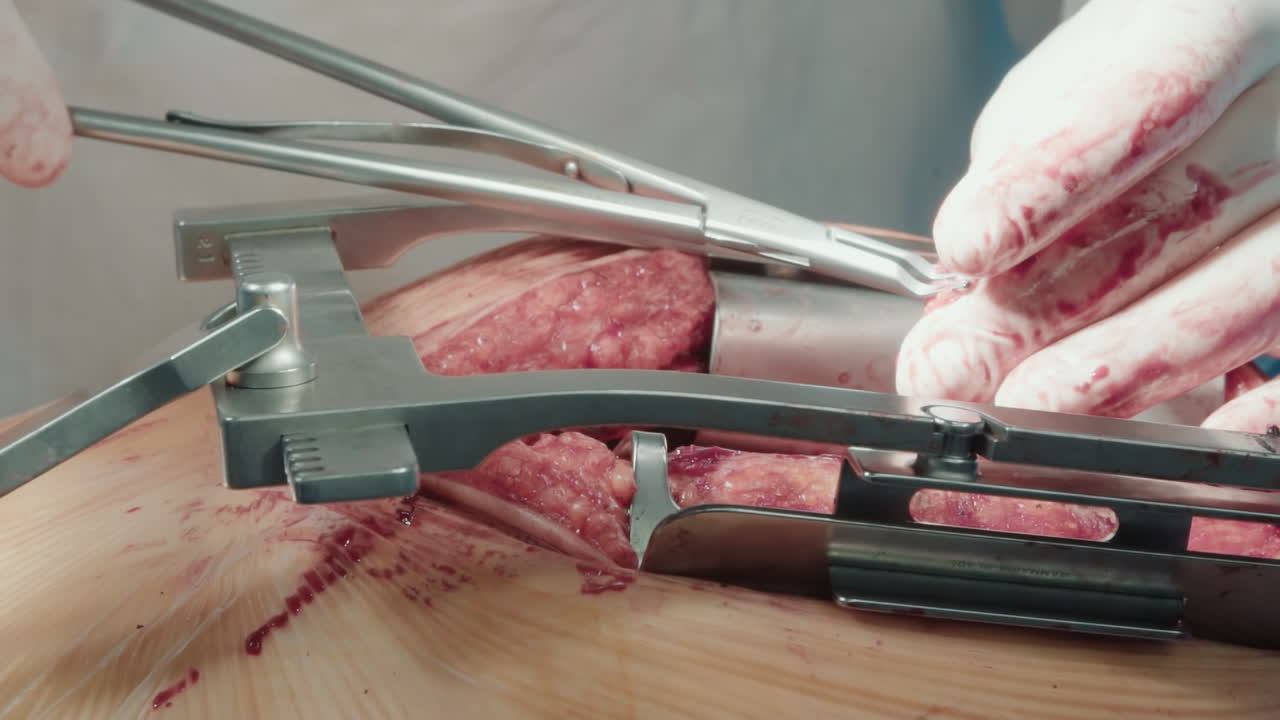 chirurgo sostituisce l'arteria coronaria bloccata close-up. medico esegue un'operazione di bypass dell'arteria coronarica che lavora per ripristinare l'approvvigionamento sanguigno del cuore