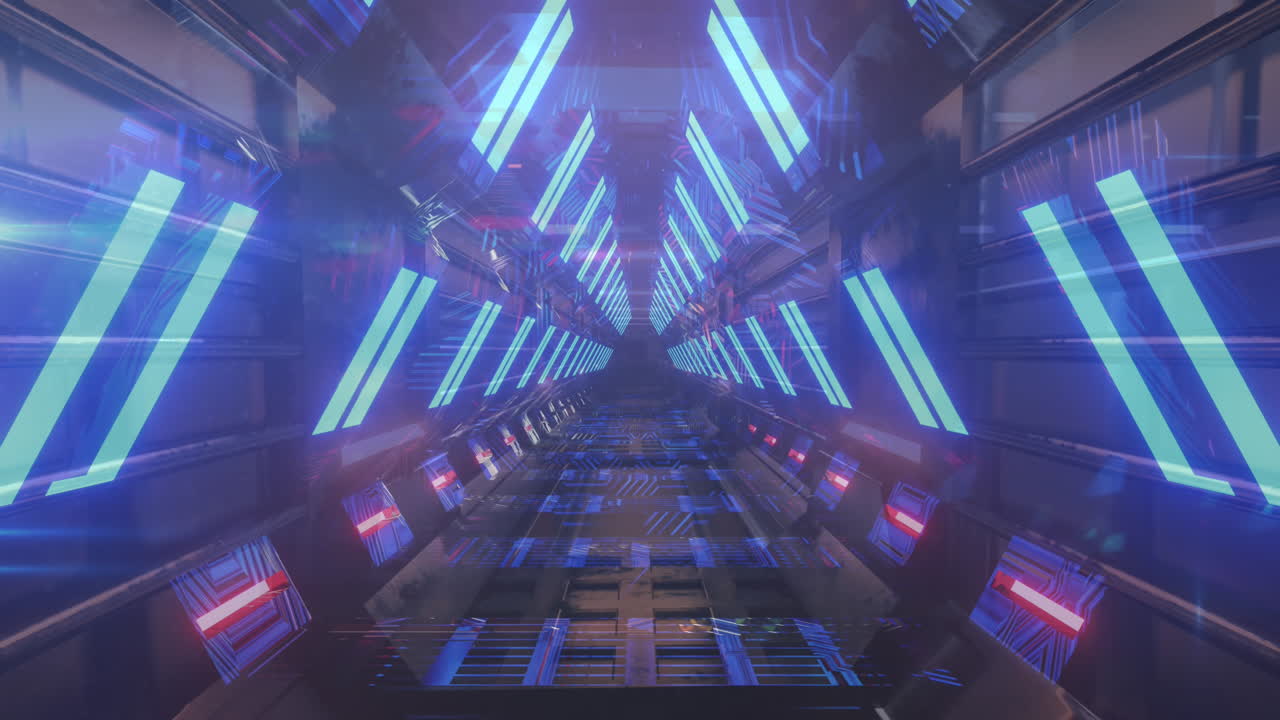 Animation of screens over digital tunnel