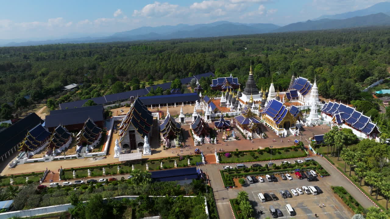 Aerial View Of Wat Den Sali Si Mueang Kaen, Buddhist Temple In Inthakhin, Mae Taeng, Chiang Mai, Province, Thailand