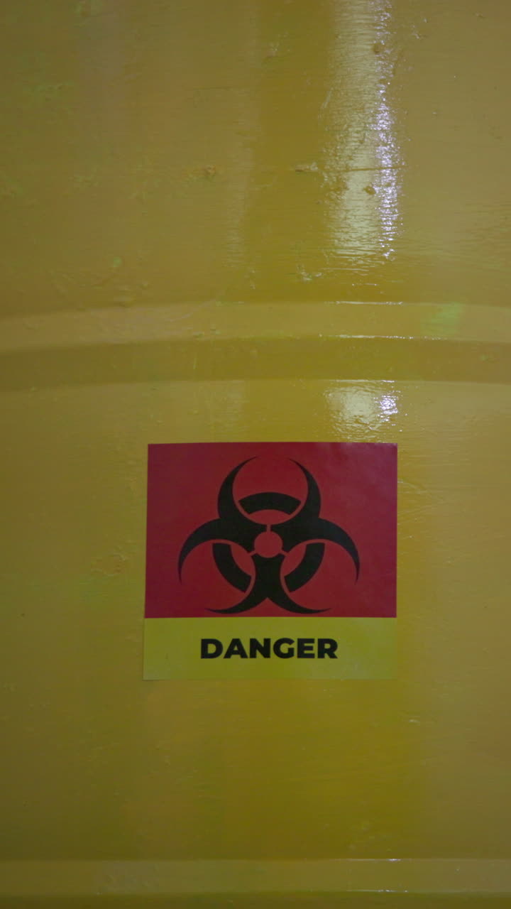 Biohazard Warning on Yellow Barrel