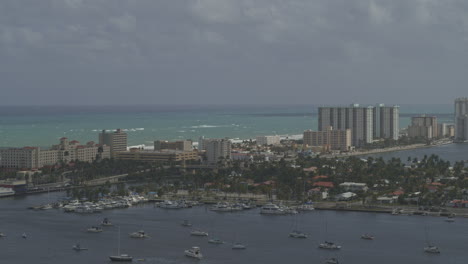 hollywood florida aerial v3 low sweeping panorama over the luxury lakes neighborhood and the beachfront - dji inspire 2, x7, 6k - march 2020