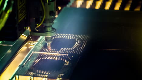 cnc laser cutting of metal, modern industrial technology.