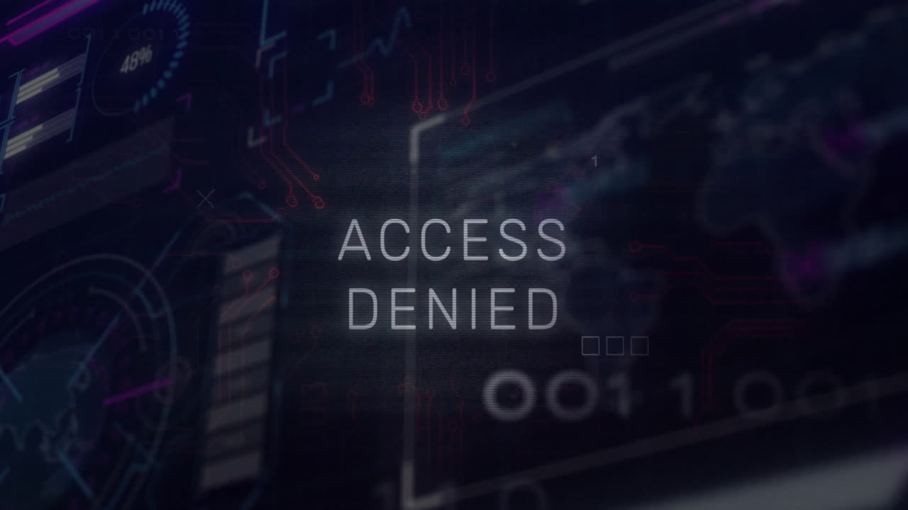 se denegó el acceso a la animación de texto sobre datos digitales y código binario de fondo