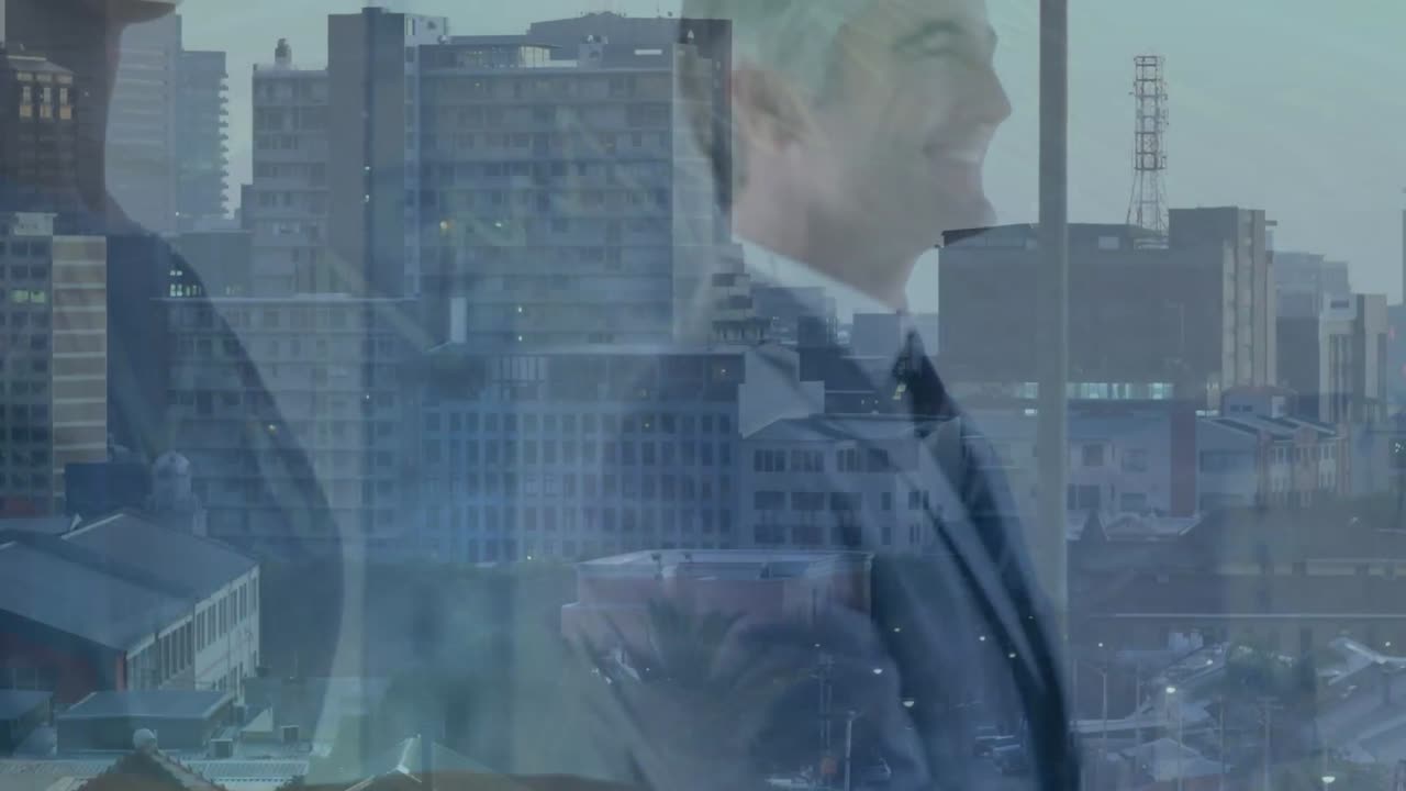 카이카시아 사업가들에 대한 도시 풍경의 애니메이션