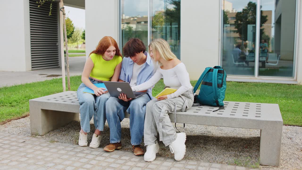 Students studying together on campus