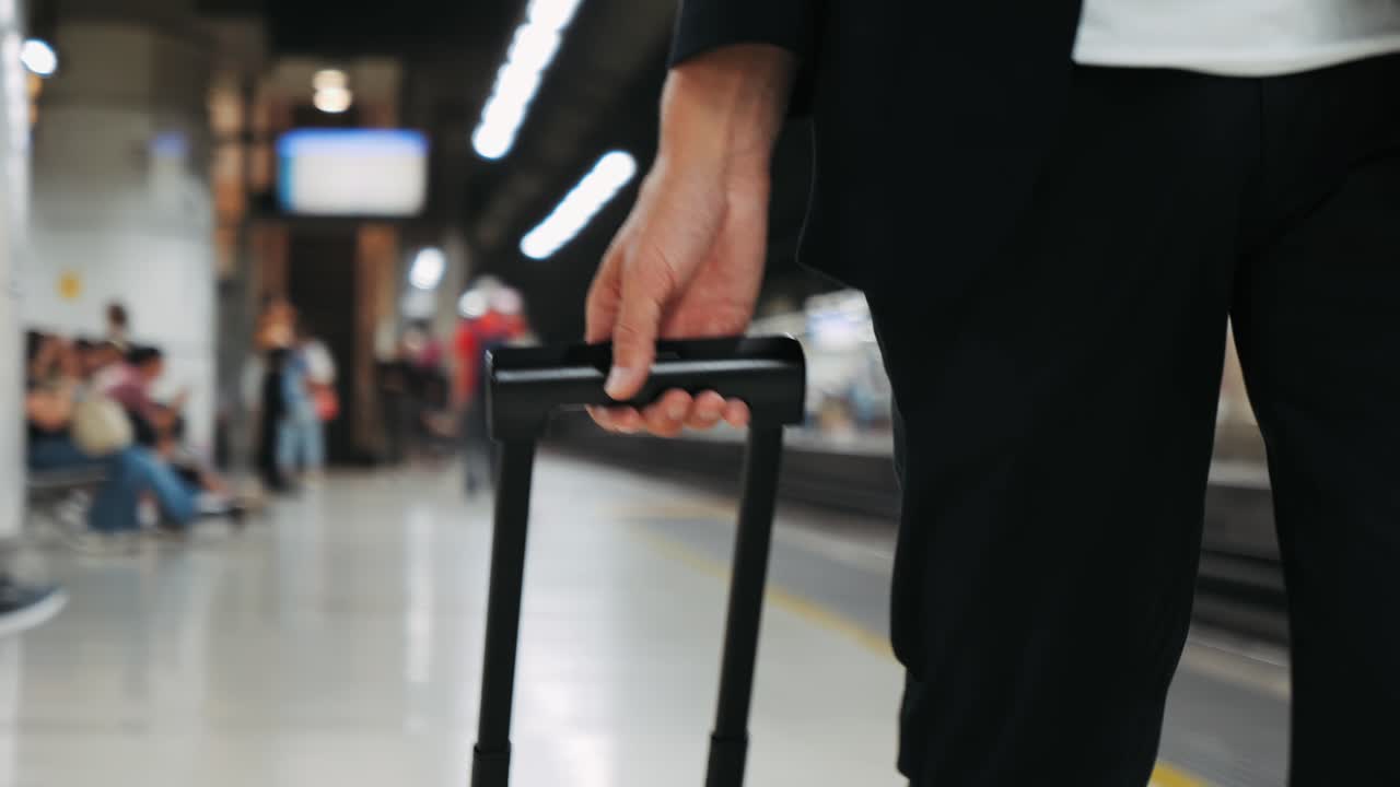 Man with Suitcase in Airport