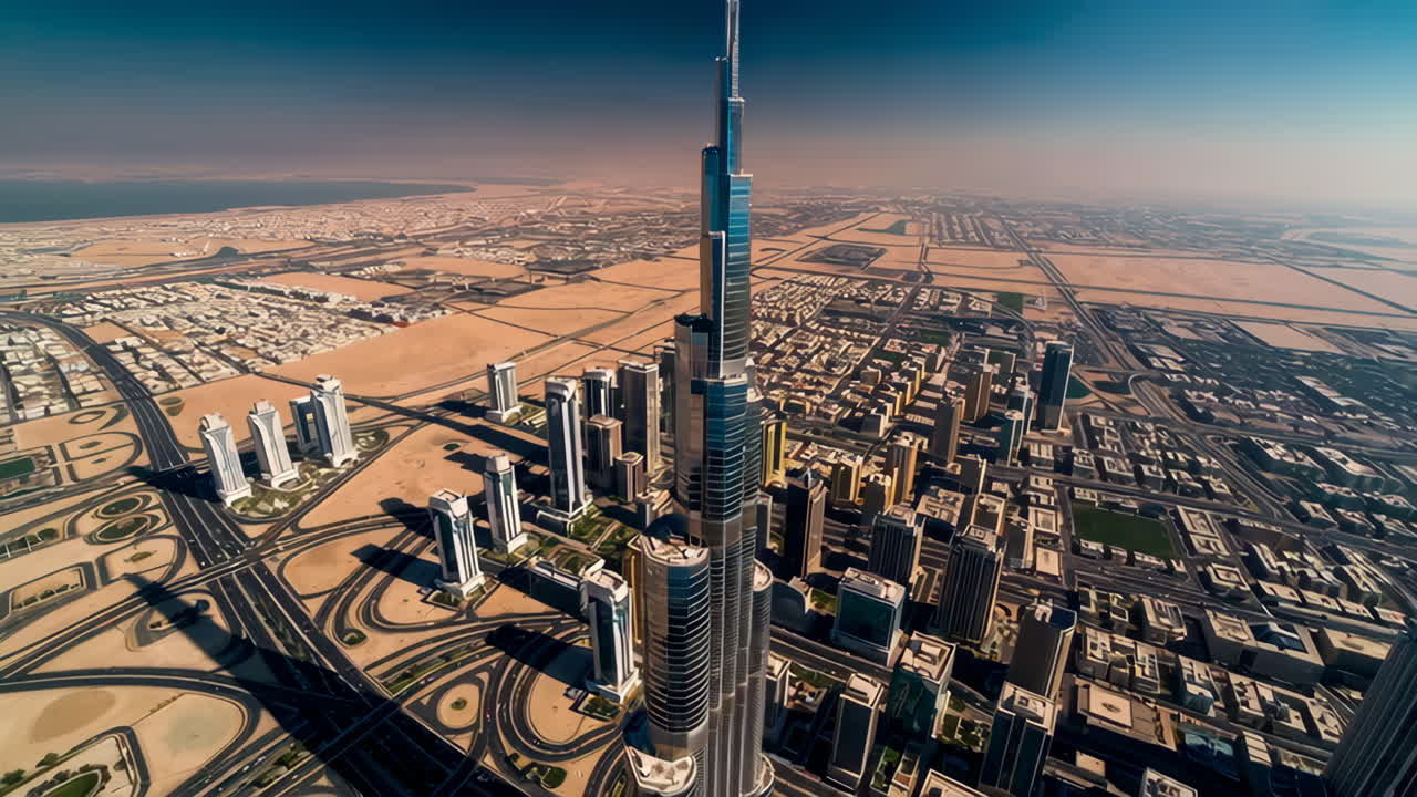 vista aérea do burj khalifa e da paisagem da cidade de dubai