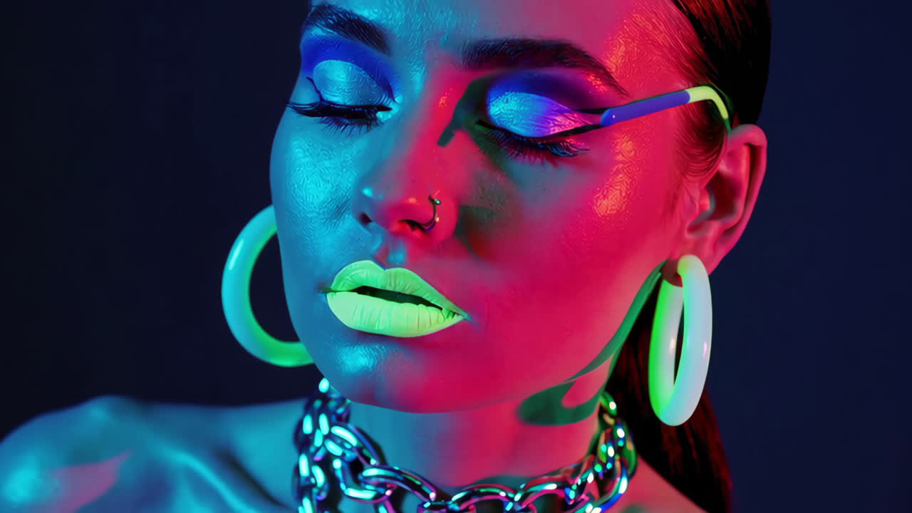 retrato de brillo de neón de una mujer