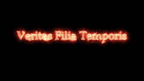 veritas filia temporis written with fire. loop