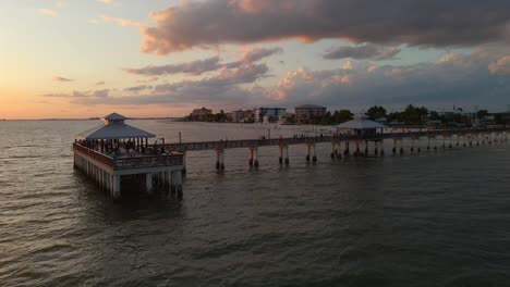 beautiful colorful sunset at fort myers beach's pier, florida