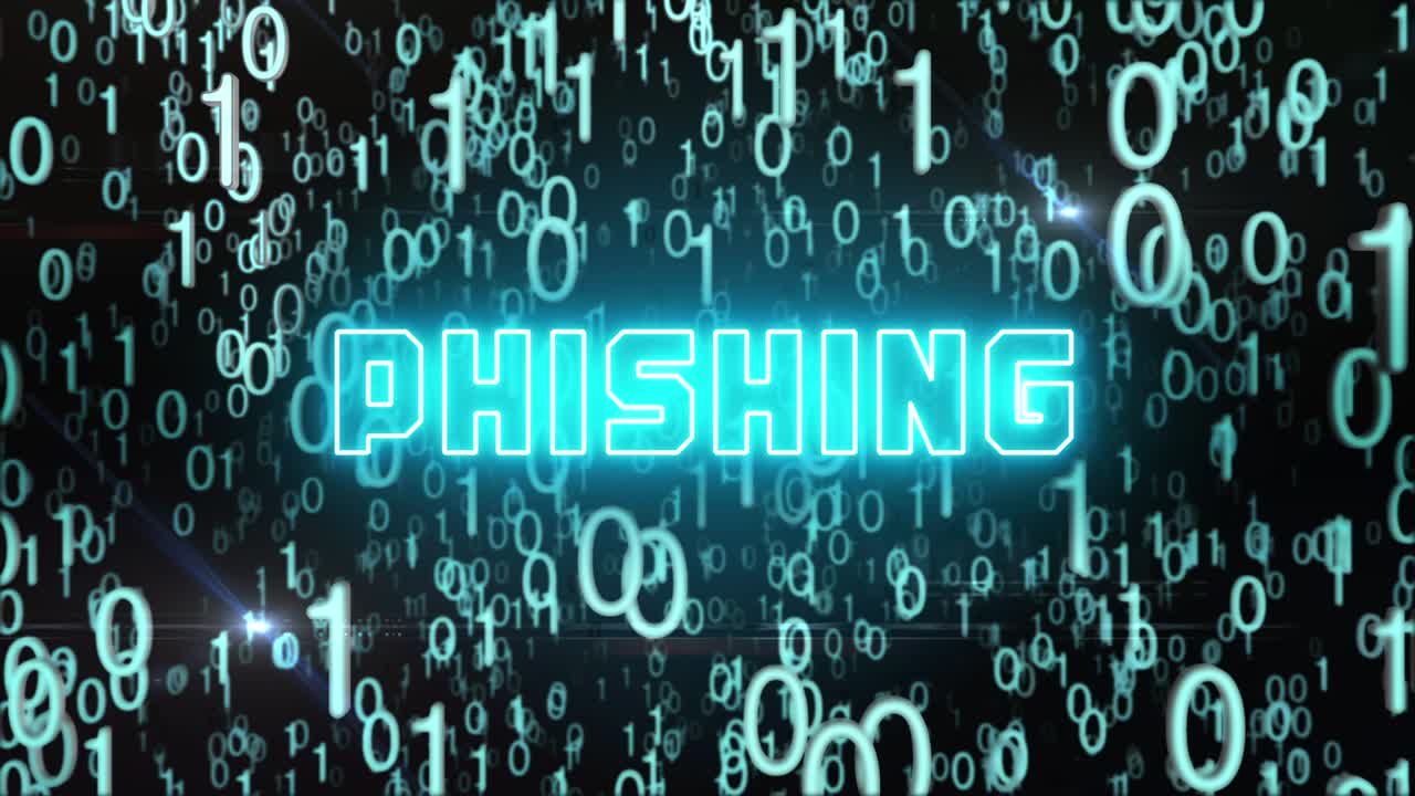 디지털 코드를 가진 파란색 피싱 개념