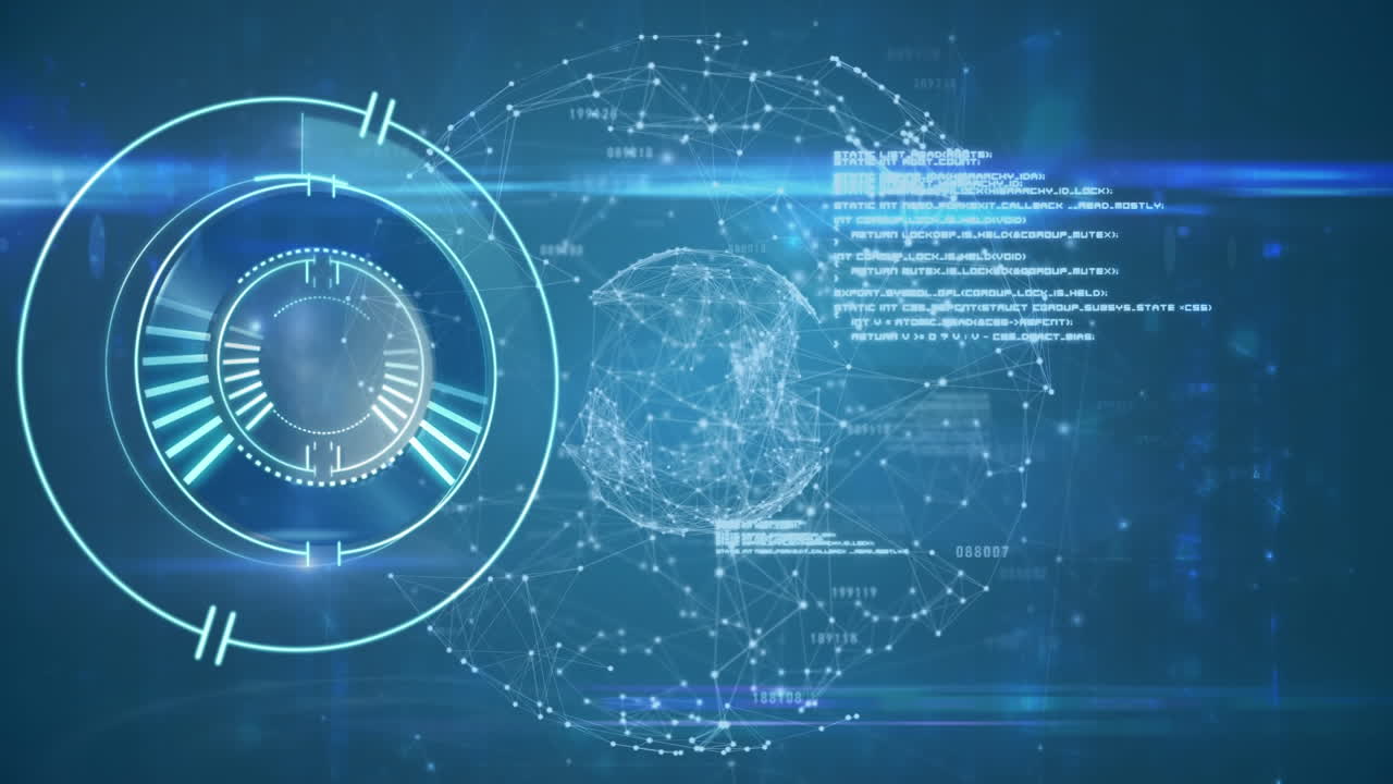 연결 네트워크와 글로브를 통해 범위 스캐닝의 애니메이션