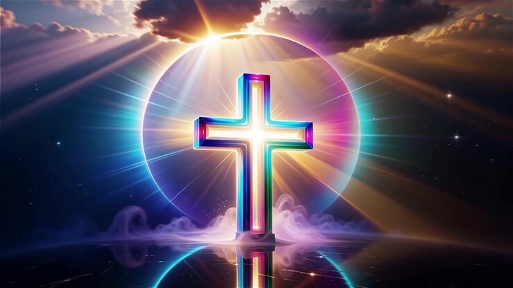 Christian Cross Heavenly Light Worship Background