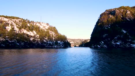 boating-in-the-fjords-surrounding-Bergen,-Norway