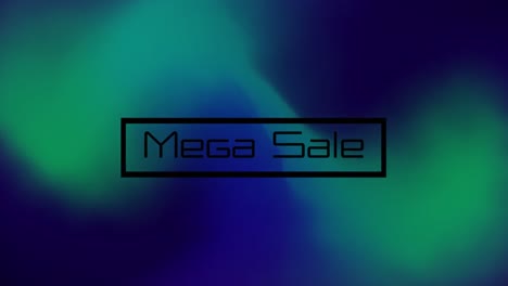 animation of illuminated mega sale text in rectangle shape over blue background