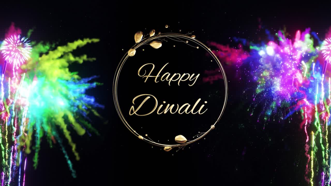 Stylized golden Happy Diwali lettering animated over transparent background with alpha channel for video overlays festive ads and celebrations