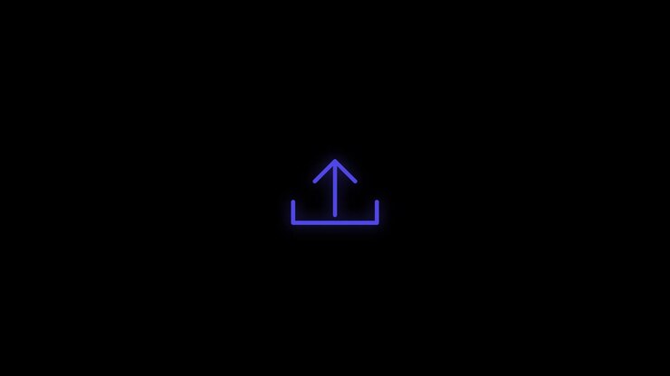 Icona di caricamento animata al neon blu su sfondo nero