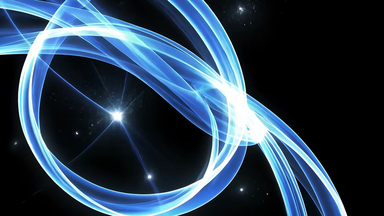 Abstract Blue Light Waves Flowing on Black Background