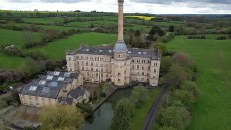 bliss tweed mill chipping norton cotswolds uk rising drone aerial view