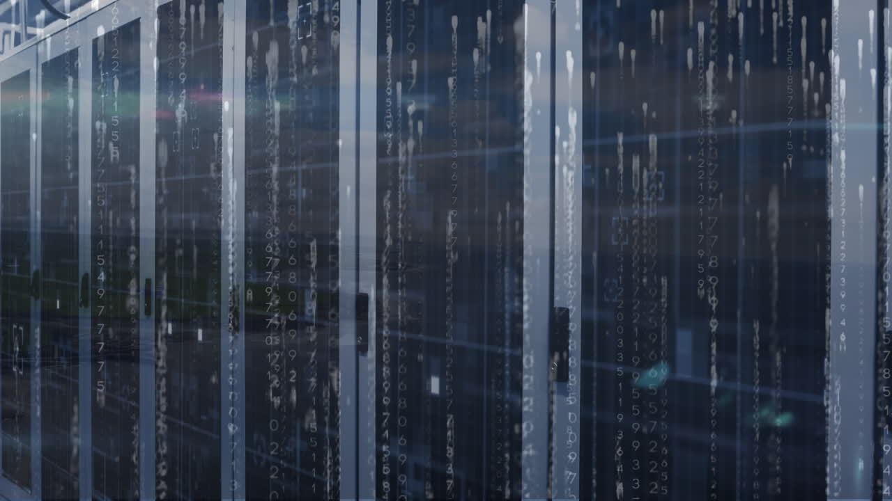 컴퓨터 서버  ⁇ 에 대한 바이너리 코딩 데이터 처리 애니메이션