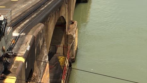 concrete wall of the chamber at pedro miguel locks, panama canal