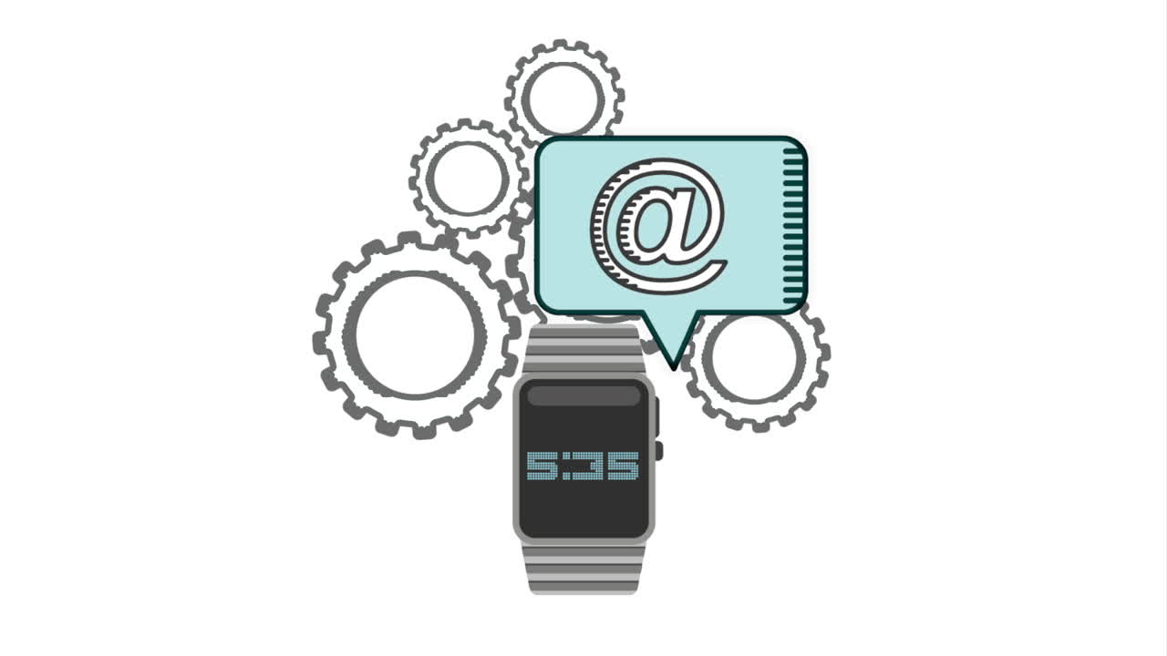 Smartwatch with Gears and Email Icon