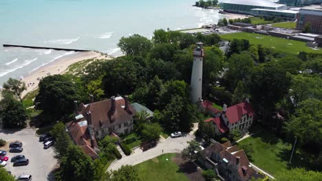 Histórica-Luz-De-Punto-Bruto-En-Evanston,-Illinois