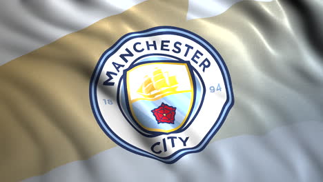 manchester city football club crest on a flag