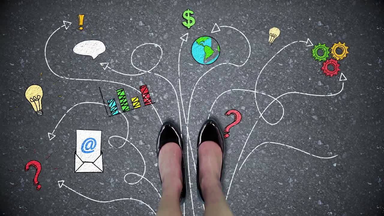 video compuesto de mujer de negocios contra la flecha