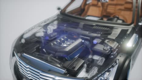 motor y otras partes visibles en el coche
