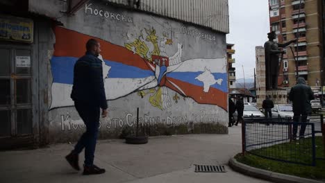 nationalistic mural in north mitrovica, supporting russia's war in ukraine