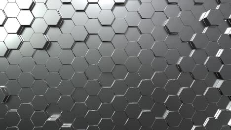 fondo de movimiento de panal de hexágono plateado. arte abstracto gris y concepto geométrico. video de imágenes gráficas de movimiento 4k. bucle sin costuras