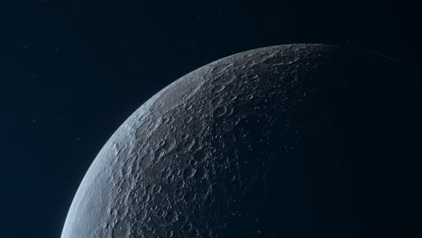 3d animation showing a close-up of the lunar surface with craters