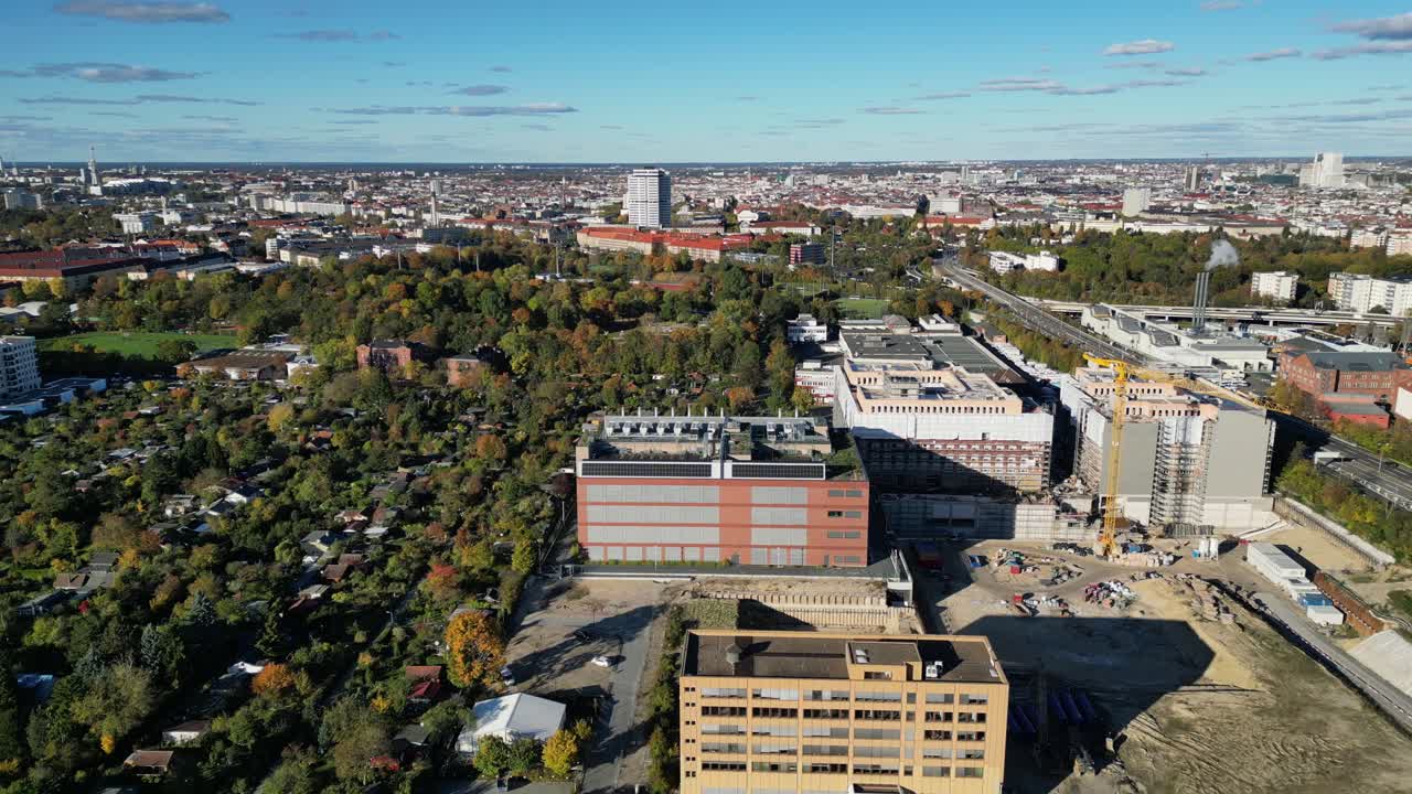 data center, computing center hyperscaler computer servers, cloud services, it services. Building exterior. Best aerial view flight panorama overview drone