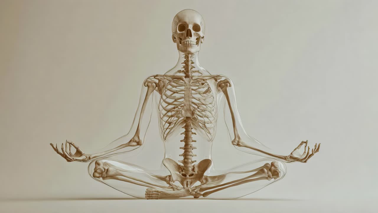 Transparent Skeleton in a Meditative Pose