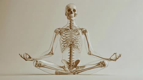 transparent skeleton in a meditative pose