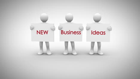 White-characters-showing-signs-saying-new-business-ideas