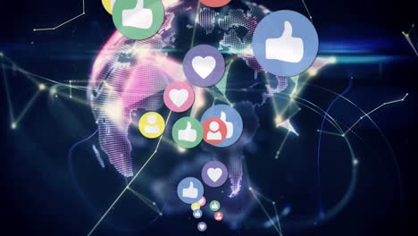 social media icons and digital globe