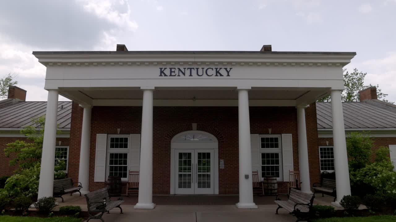 Kentucky Welcome Center building with gimbal video walking forward in slow motion