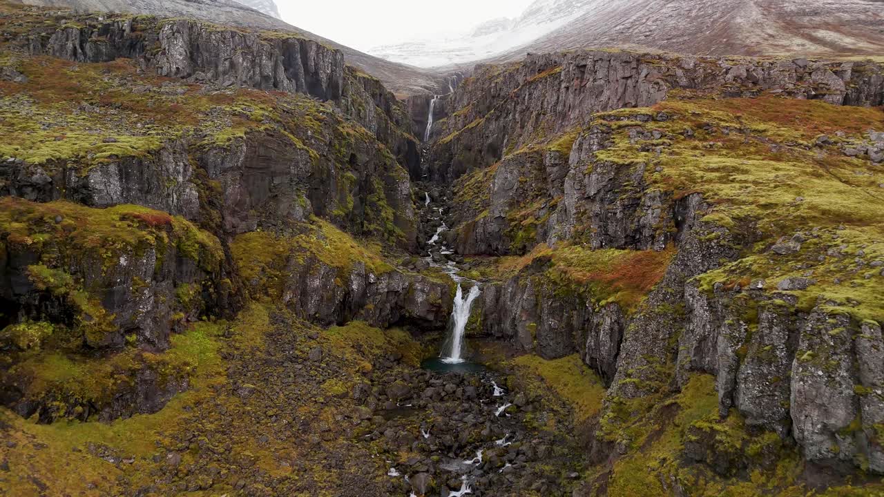 Aerial View of a Stunning Waterfall in Iceland