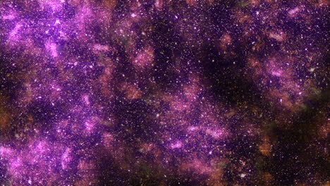 universe with flying stars with glitters and purple clouds