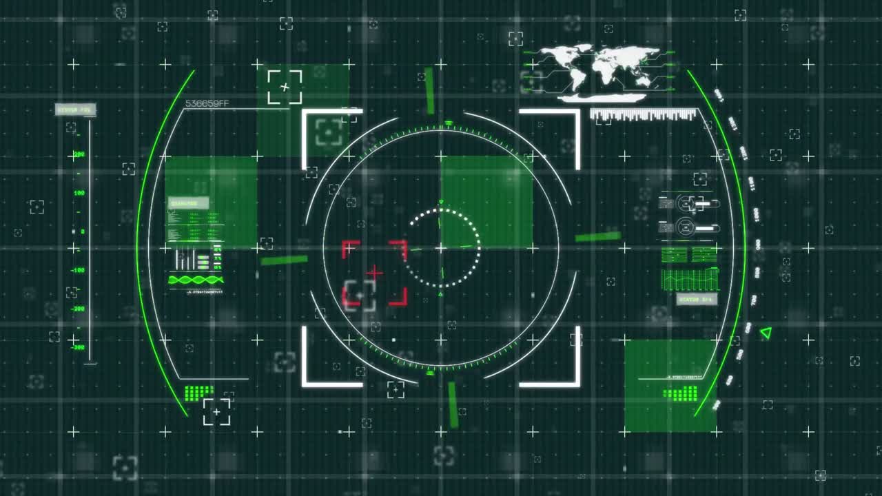 미래형 인터페이스와 사각형 패턴의 뷰파인더