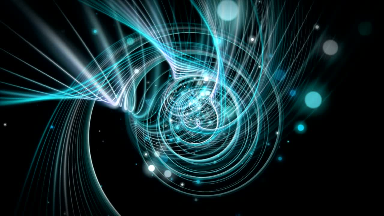 Futuristic animation with stripe object and flickering particles in slow motion, 4096x2304 loop 4K