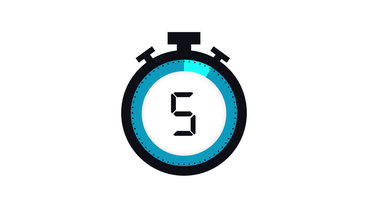 Colourful minimal countdown timer animation from 10 to 0 seconds. Modern flat design with animation on white background. High quality 4K video