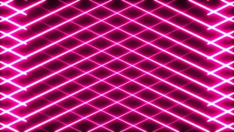 Animation-of-multiple-glowing-neon-pink-diagonal-lines-crossing-on-seamless-loop