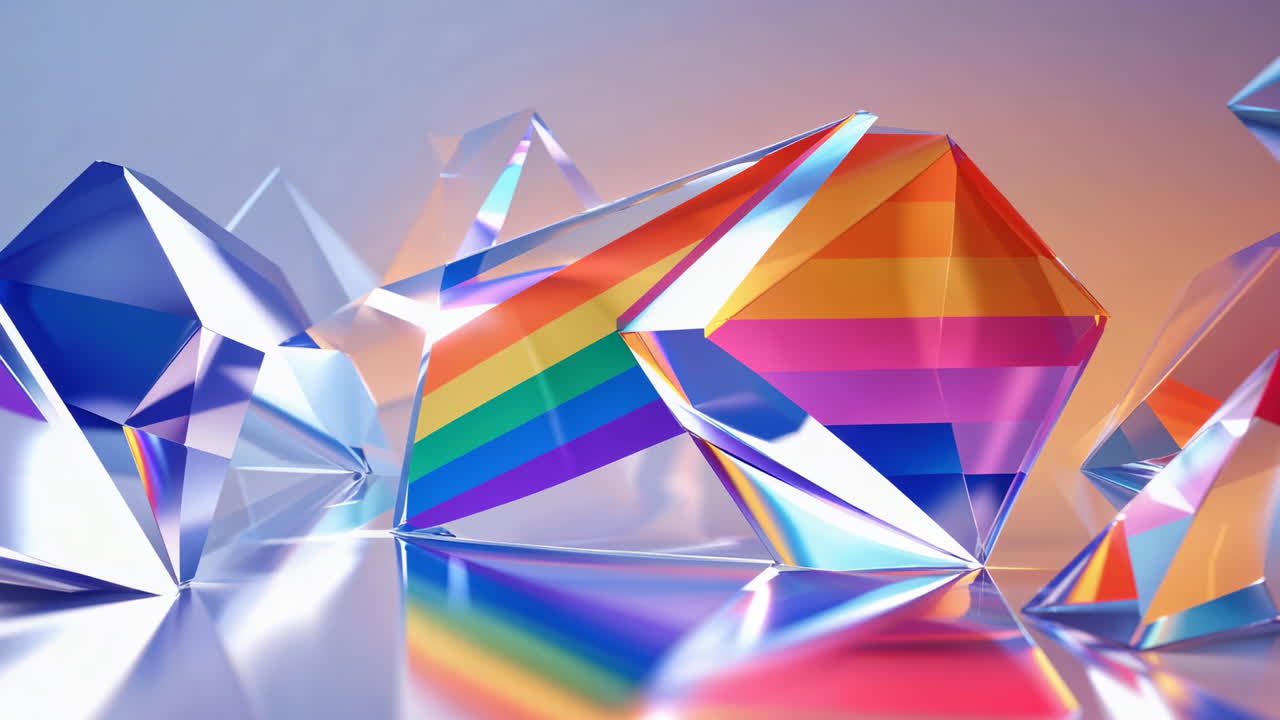 Vibrant Geometric Crystals with Rainbow Colors